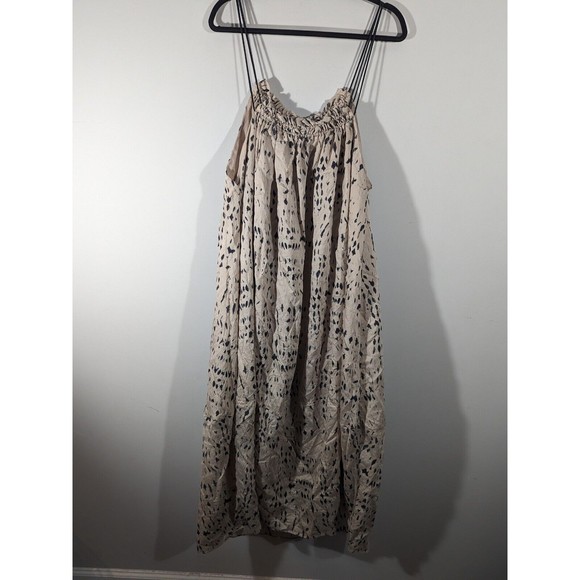 H&M Lyocell Blend Barrel Beige Black Maxi Dress Women Plus Size XXL - Picture 1 of 6